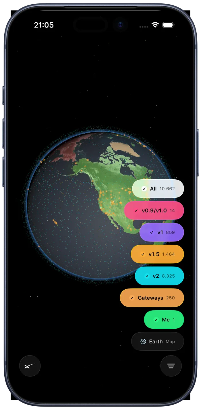Colorful generation filter chips in the Space app